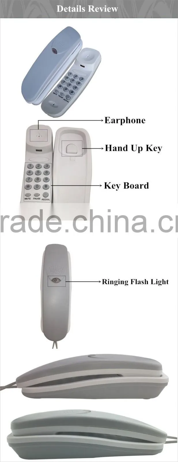 super quality home hotel trim line slim corded telephone