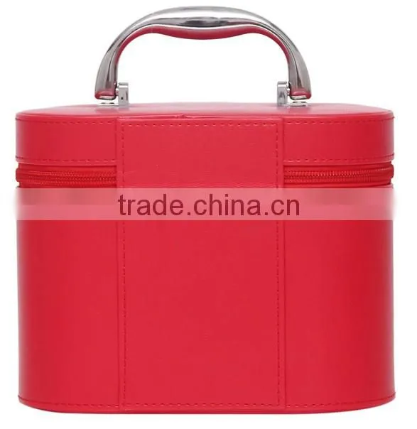 High quality hard leather travel organizer makeup vanity case,professional beauty box makeup travel case