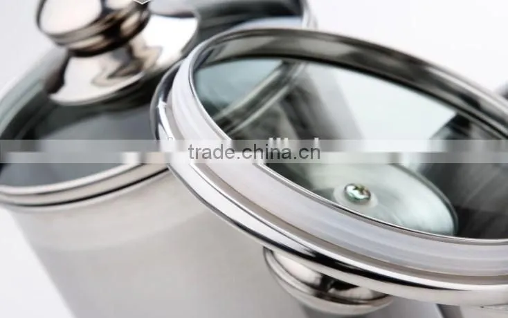 5'' stainless steel airtight canister set with Glass Lid