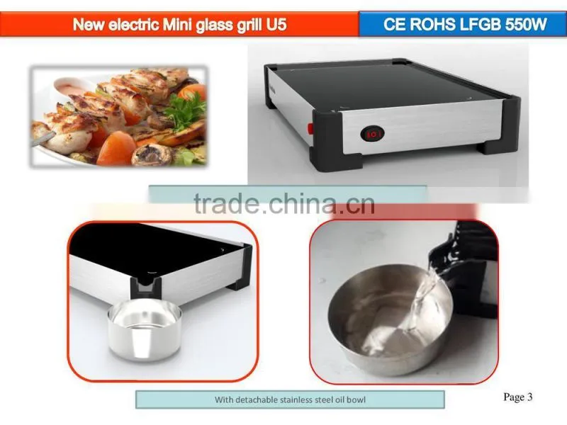 550W indoor,housing use electric bbq grill
