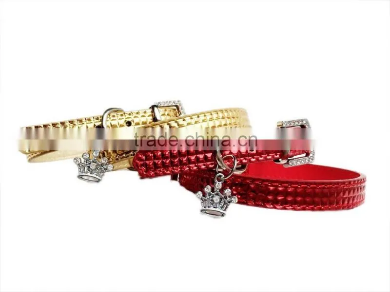 Wholesale pet supplies high gloss surface crown pendant dog collars