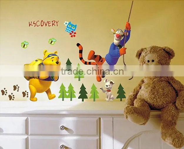 Cartoon Animals Pooh tree vinyl wall stickers for kids rooms boys girls home decor child sticker wall art decals home decoration