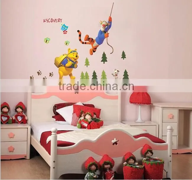 Cartoon Animals Pooh tree vinyl wall stickers for kids rooms boys girls home decor child sticker wall art decals home decoration