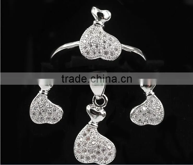 Alibaba 925 silver jewelry set zircon jewelry set flower shape design micro pave setting