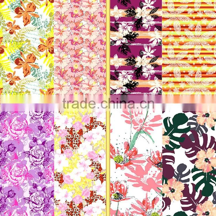 High quality custom flower printing lycra swimwear fabric/printed fabric for ladie's underwear and garment