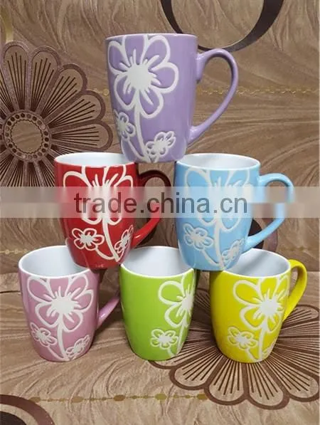 Fancy red flower glazed ceramic microwavable cups and mugs