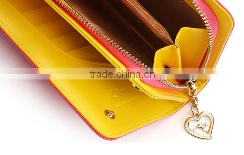 2015 new design promotion pretty pu leather rfid wallet zipper