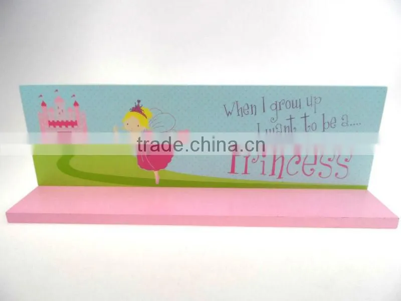 Pink Butterfly printing MDF decorative wooden wall shelf wall display shelf