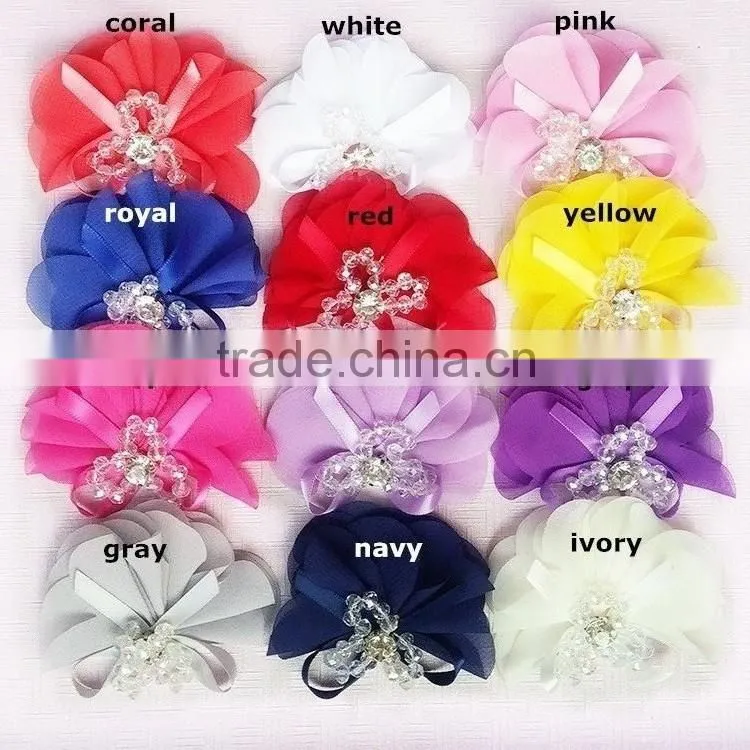 shabby chiffon 3X2.5" butterfly w/ sequin & gold trim fabric rose spring craft supplies baby headband flower hair bow applique
