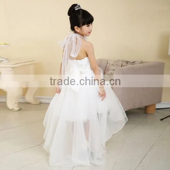 Fashion Children Girls Mesh Halter High Waist Asymmetrical Hem Ball Gown Tutu Party Dress/Flower girl dress