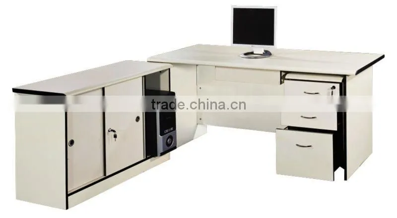 high quality fireproof board with aluminum feet with moveable cabinet office writing desk study table computer desk