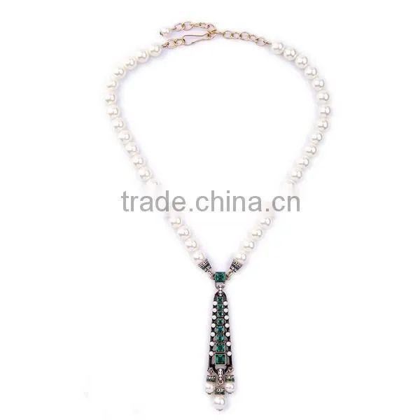 Personalized Sapphire Charm Pearl Chain Necklaces
