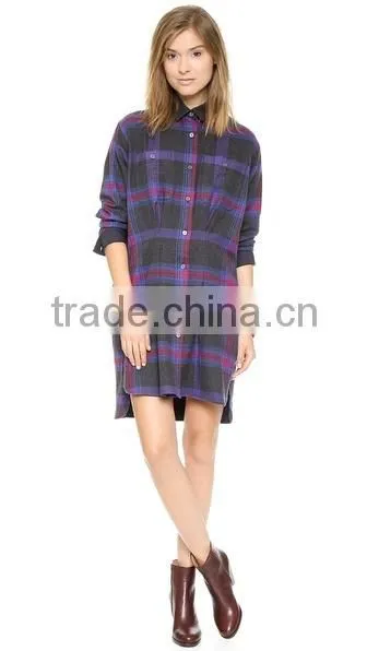 China flannel maternity plaid shirt dresses supplier long sleeve