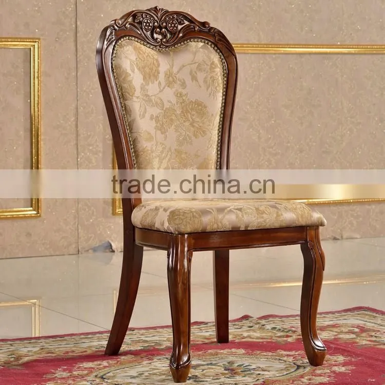 Home commonly used table chairs set wood frame fabric side chairs