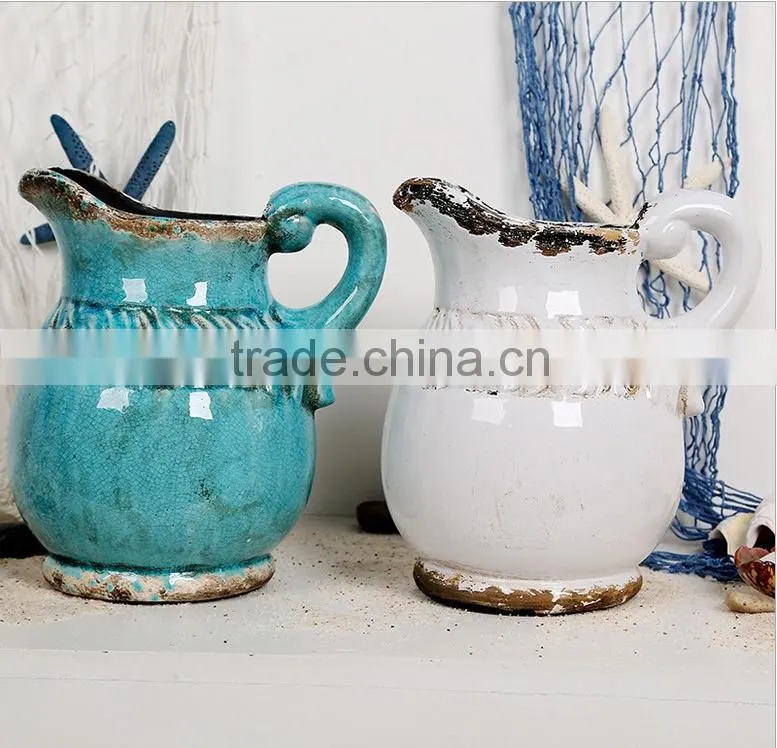 Antique retro chinese antique porcelain/blue flower vase