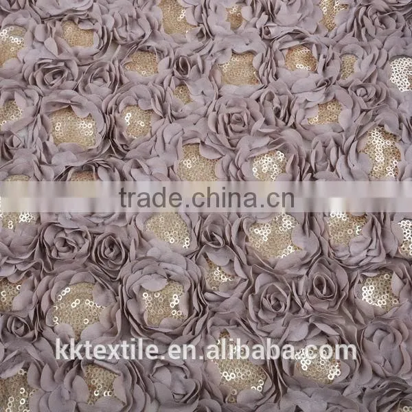 2014 Newest Rose Mesh botton Fabric embriodery beaded chiffon
