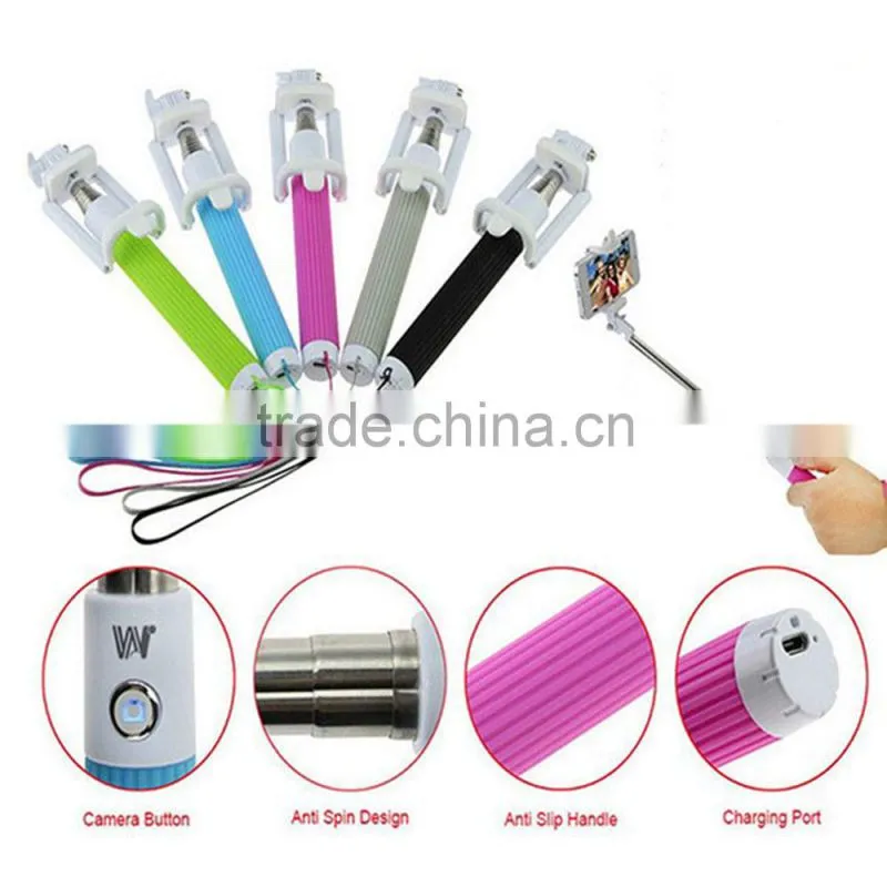 2015 newest design good quality extendable mini monopod foldable selfie stick with trade assurance