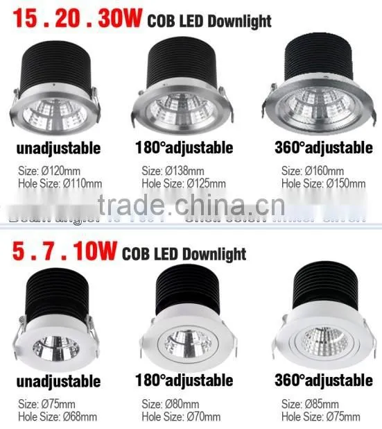 2700-6500k LED COB downlight Dimmable ceiling lights