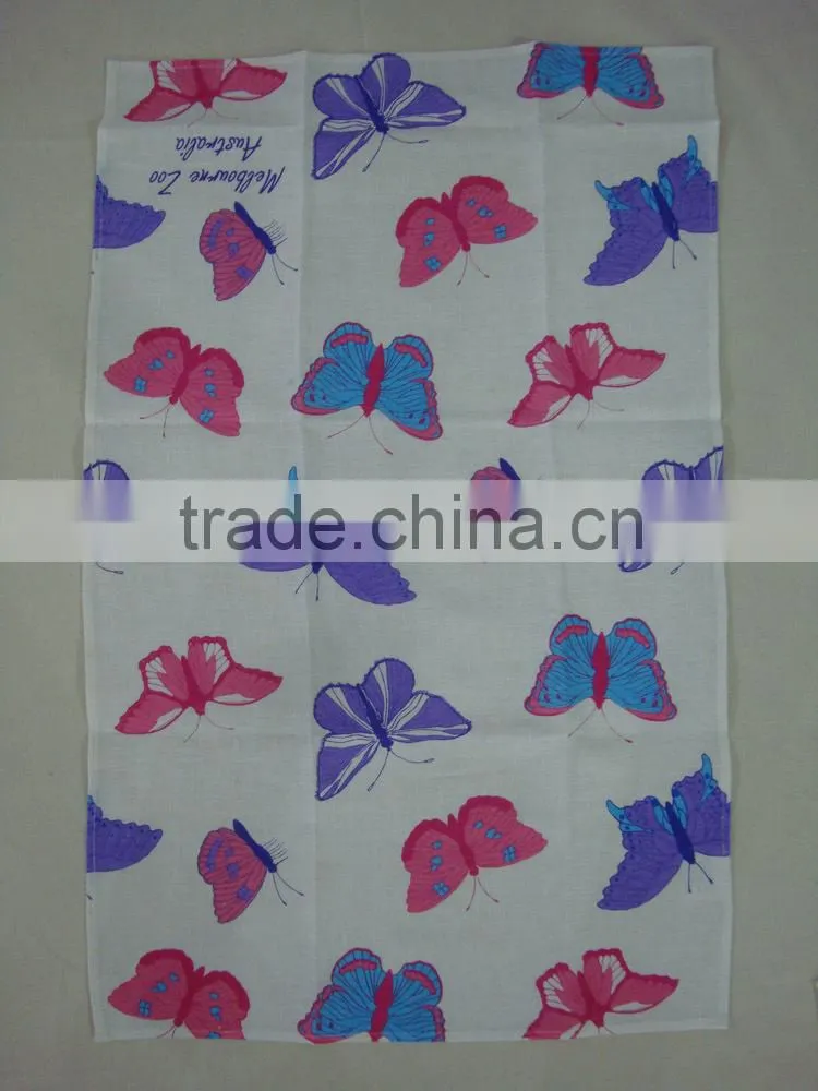 digital printed linen tea towel for home decorationl,promotion -- butterfly design