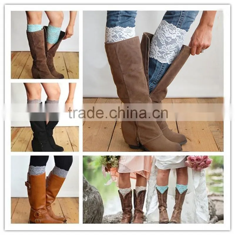 Wholesale Women Lace Leg Warmers Elastic Lace Boot Socks Flower Design Lace Boot Toppers
