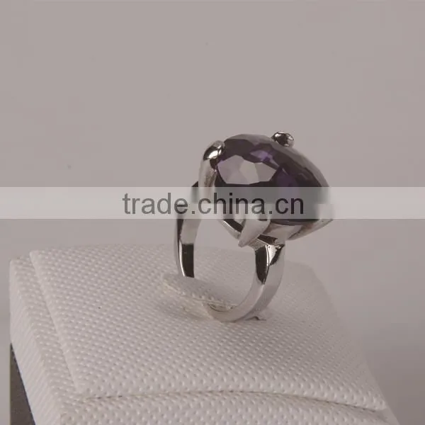 Purple stone ring made with 925 sterling silver for party gift