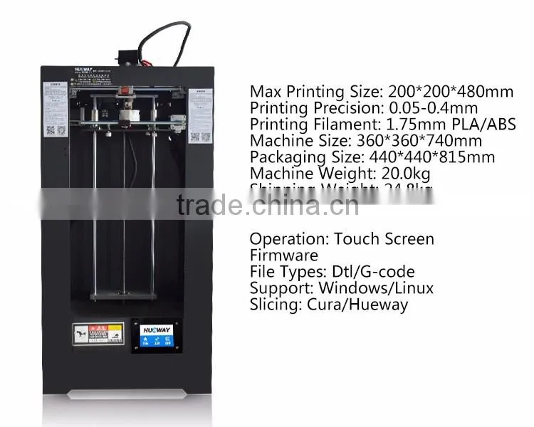 2016 China Wholesale Build Size 200*200*480mm Industrial 3D Printers