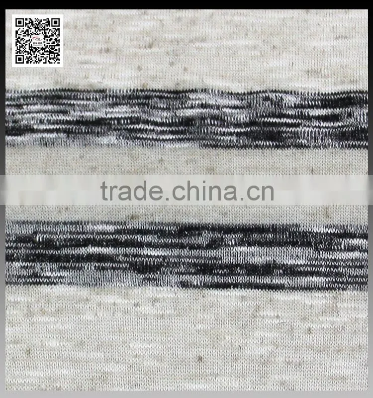 2016 for young lady's clothes newest design polyester and linen rib knit fabric
