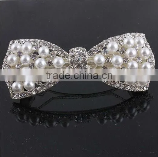 Luxurious rhinestone hair bow with pearl manufacturers Chins supplier BY 1880
