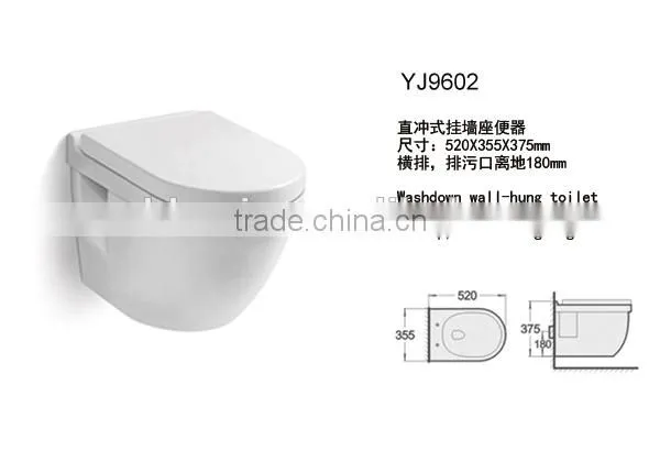 YJ9602 Ceramic Bathroom Save Spaces Wall hung toilet/WC/ Water Closet