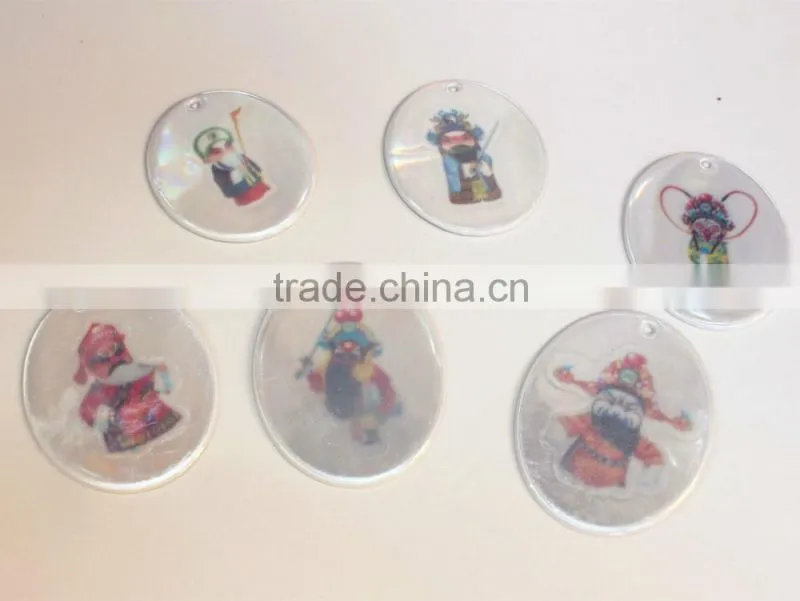 Chinese Style Chinoiserie printing soft PVC reflective keychain
