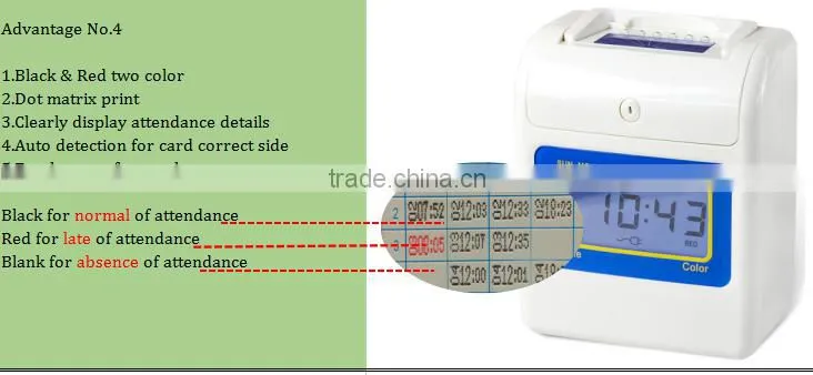 LCD display matrix print time attendance machine