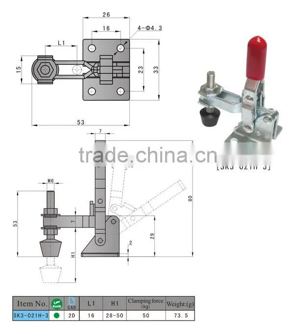 Quick Release Toggle Handle Toggle Clamp Vertical Handle SK3-021H-3