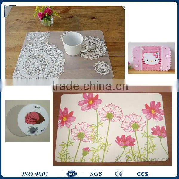 cheap round clear laser cut plastic placemat