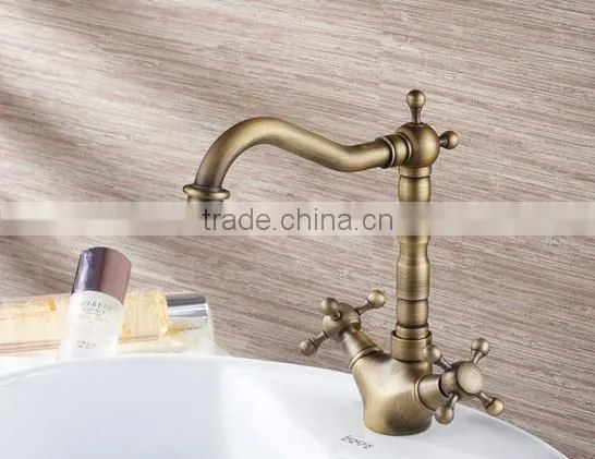 Electroplating Gold Dual Handle Bathroom Basin Faucet Sink tap