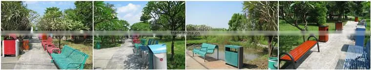 Stainless steel garden bench seat with cast iron bench ends