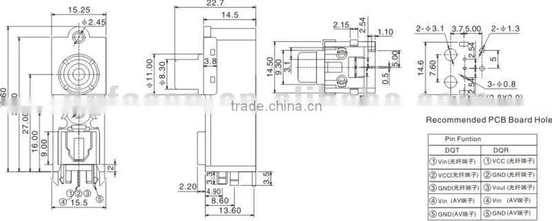 optical fiber jack / connector stereo jack DQT(R)-011A