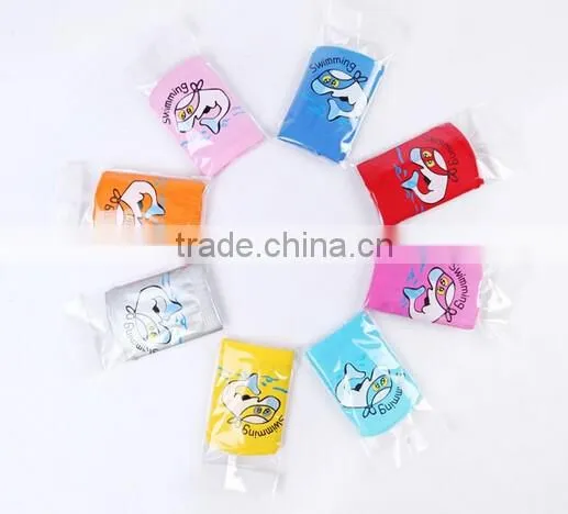 Children Comfortable Wear PU Waterproof Earmuffs Cartoon Dolphin Swimming Cap