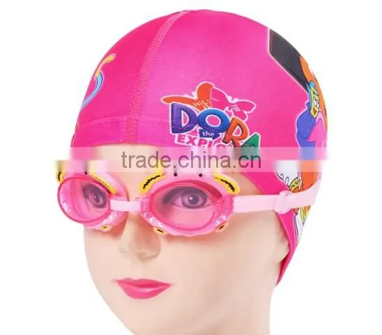 Cute Cartoon Kids children boys girls Lycra fabric swimming cap bathing cap