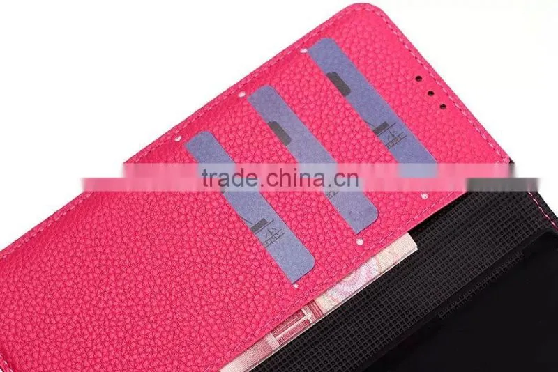 Litchi wallet leather case for HTC One M8 mini