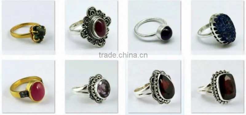 Natural Rough Stone Gold Plated 925 Sterling Silver Ring, Handmade Silver Jewelry , Wholesale Silver Jewelry
