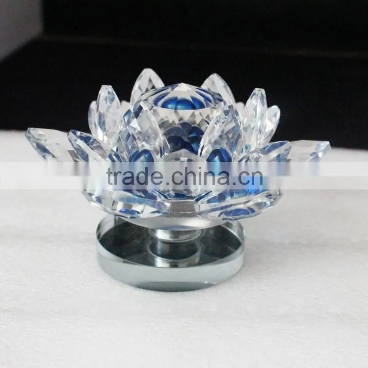wholesale Clear blue lotus glassware for decorative