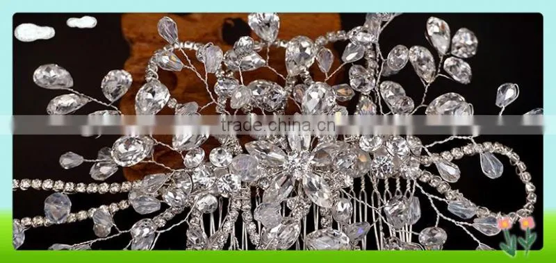 2016 Wholesale bling bling crystal haircomb for bridal,decorative haircomb