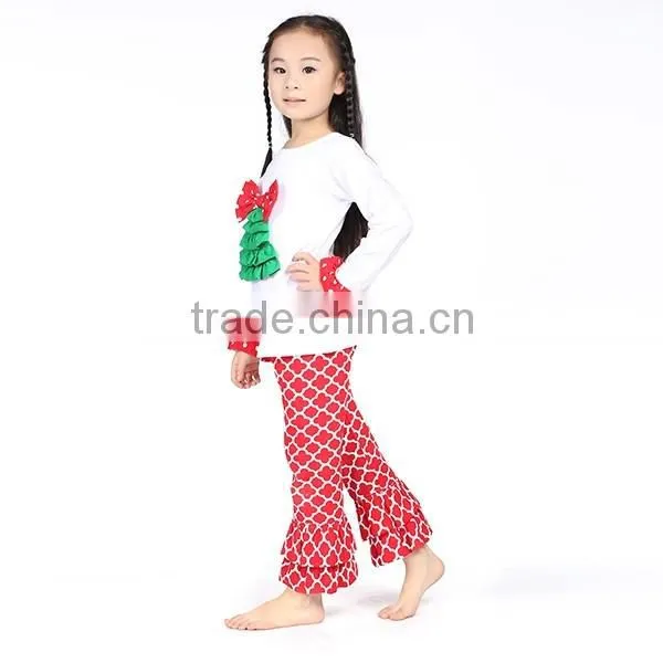 Wholesale boutique girl clothing solid ruffle cotton Long Sleeve blouses