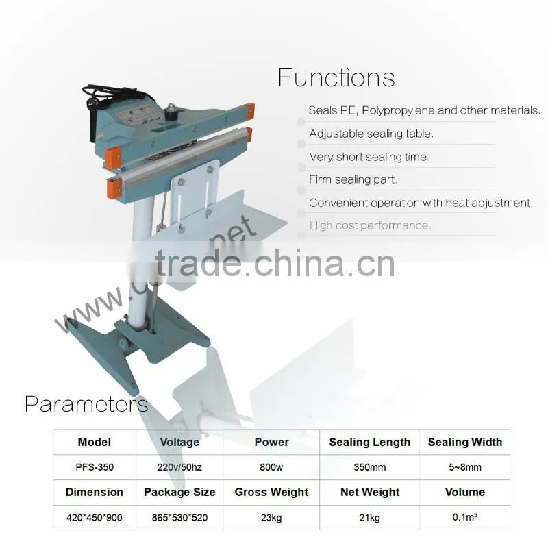pedal high quality plastic food bag sealing machine price