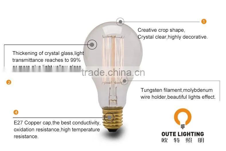 A19 110/220V 40W amber edison incandescent lamp E26/E27