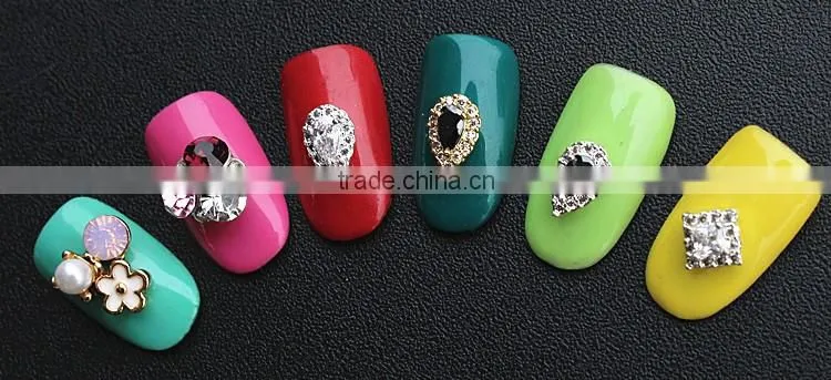 gold plating no fading color drop bow pearl big stone crown nail metal jewelry