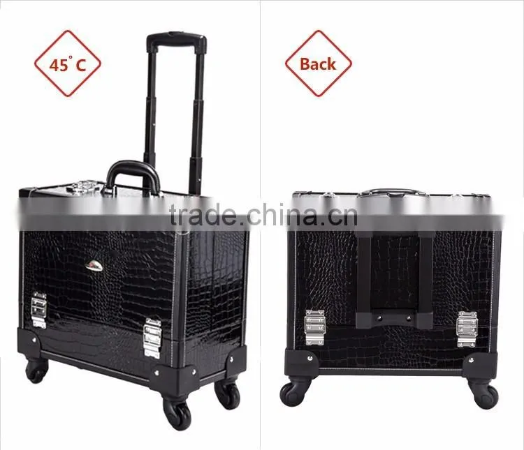 2014 China fashion waterproof portable travel trolley rolling makeup case station