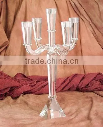 pure diamondcut crystal glass candle holder for wedding decorations (R-759