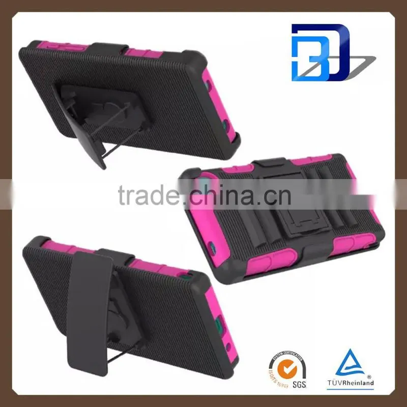 Fashionable Popular Rugged Back Texture PC with soft TPU and Belt combo shockproof case For Sony Xperia Z5 mini fast delivery