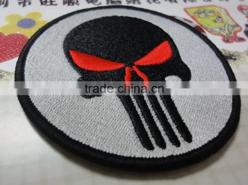 skull embroidery patches with saw-on backing